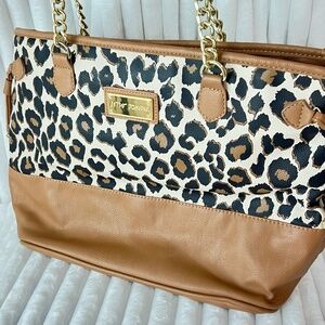 Betsey Johnson Leopard Print Brown Tones Large Purse/ Tote